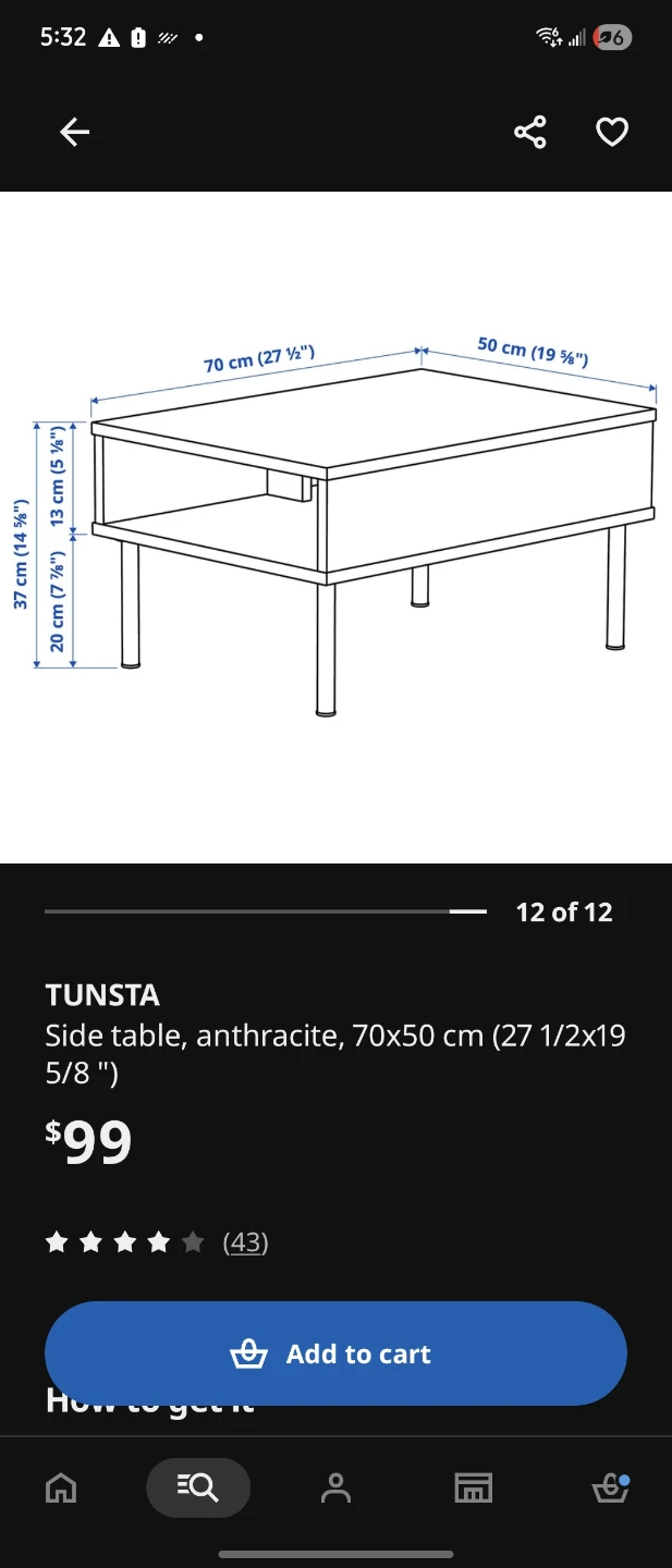 IKEA TUNSTA Side Table - Anthracite - photo 3