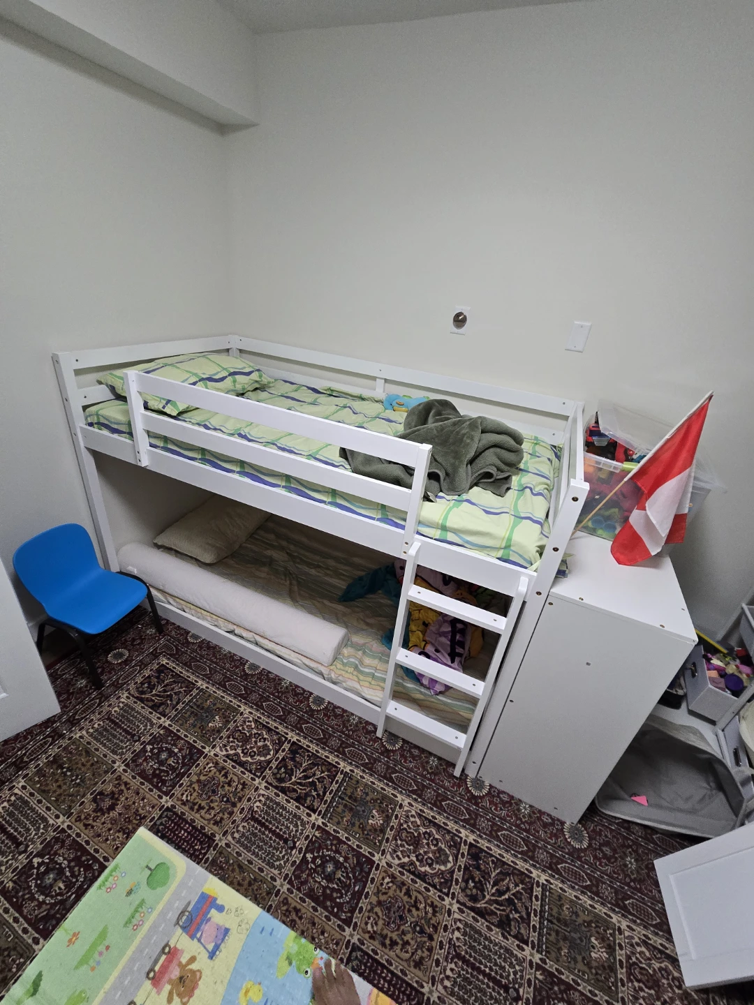 White Wooden Bunk Bed with Storage - photo 2
