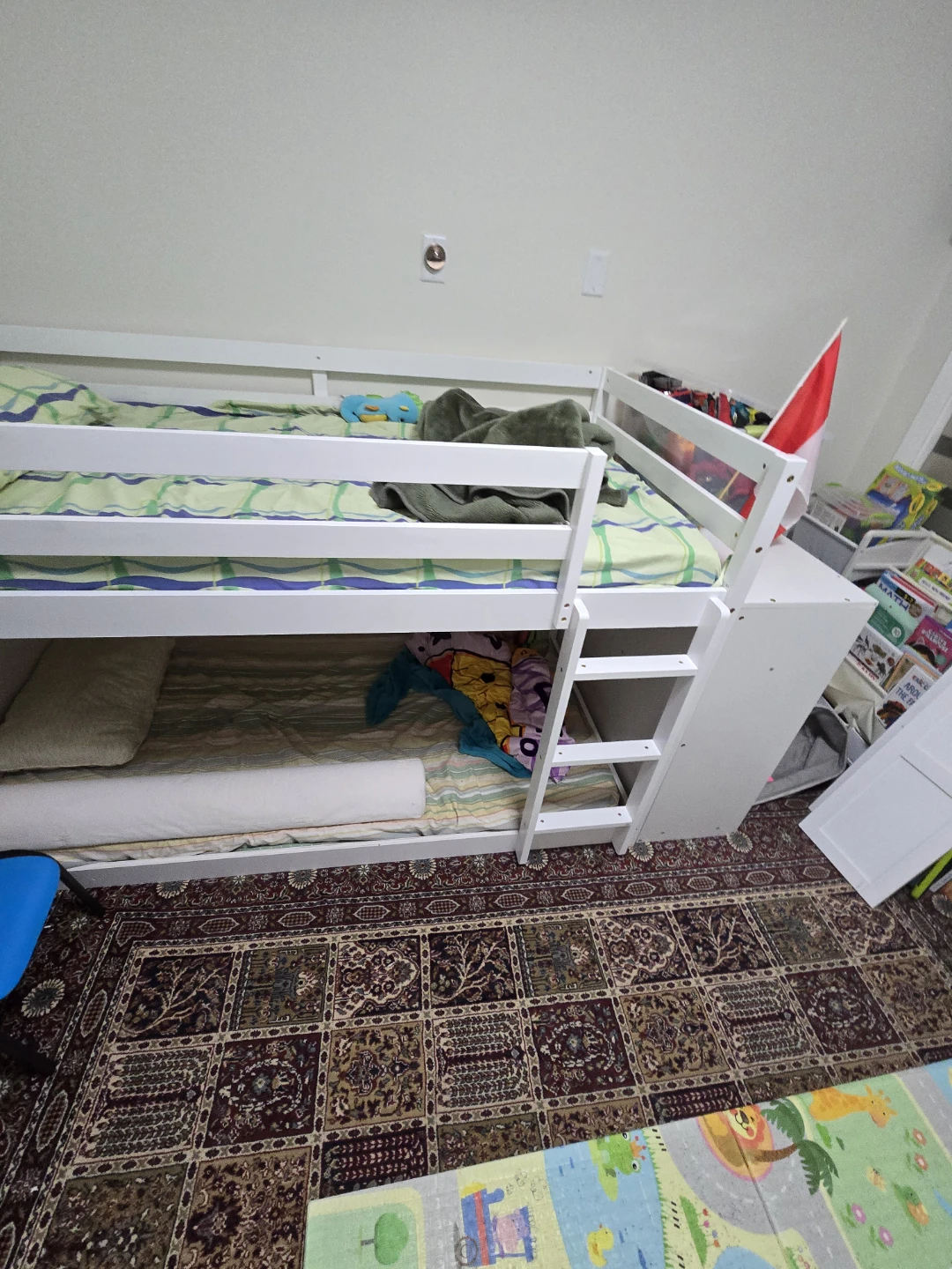 White Wooden Bunk Bed with Storage - photo 5