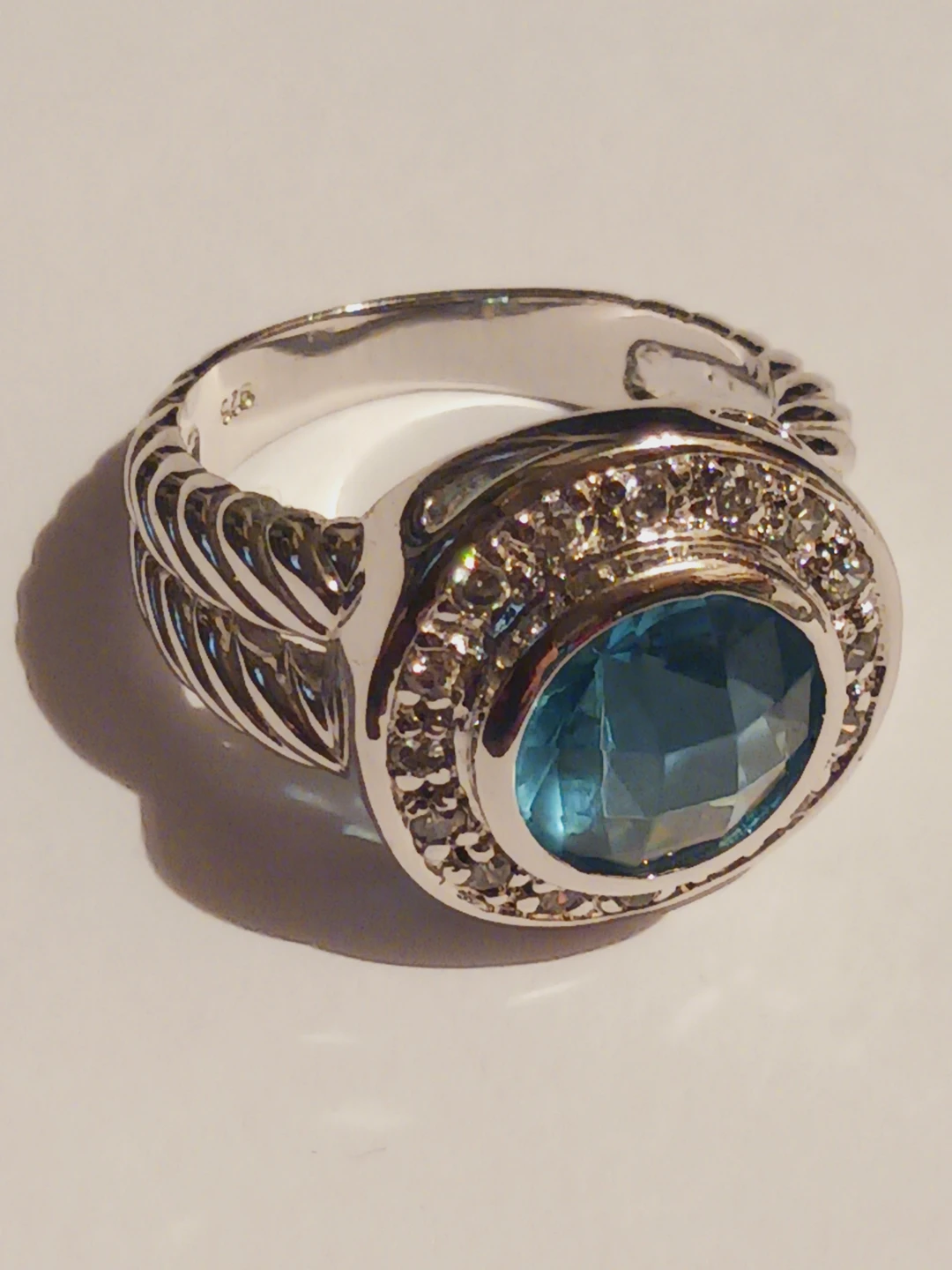 New !! Sterling Silver 925 Blue Gemstone Ring. Size 8.5 - photo 3