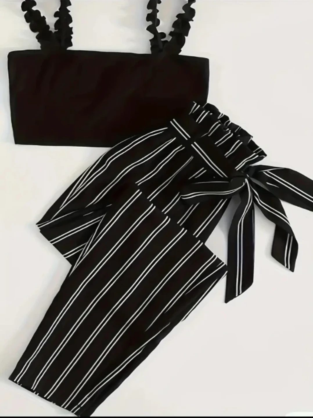 Black and White Striped Pants + top ** NEW **