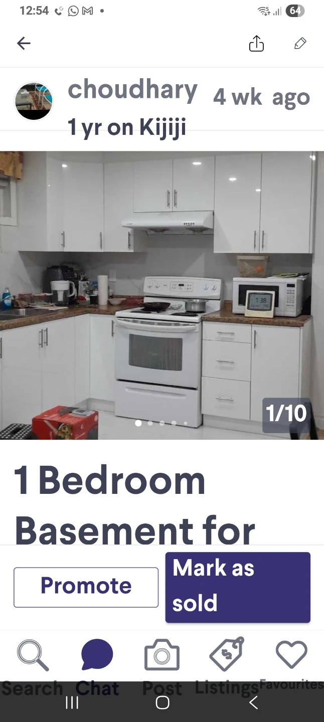 1 Bedroom Basement for rent