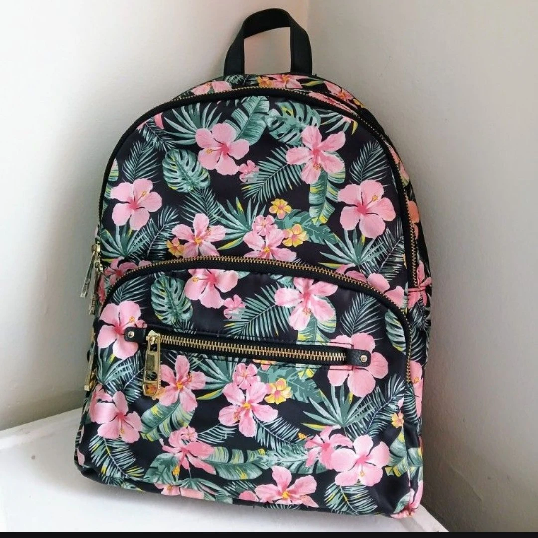 Black Floral Print Mini Backpack Ball ⚽