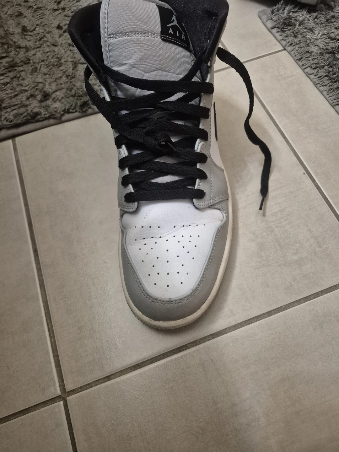 Air Jordan 1 Mid Grey White Sneakers - photo 4