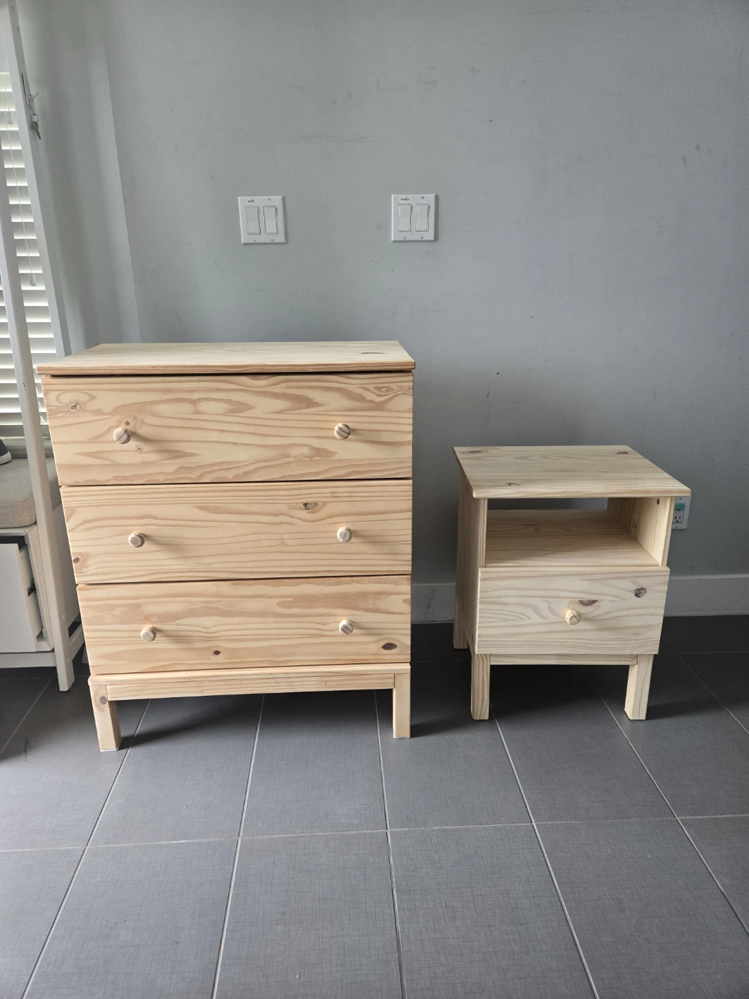 Newly sanded ikea 3 drawer dresser n nightstand