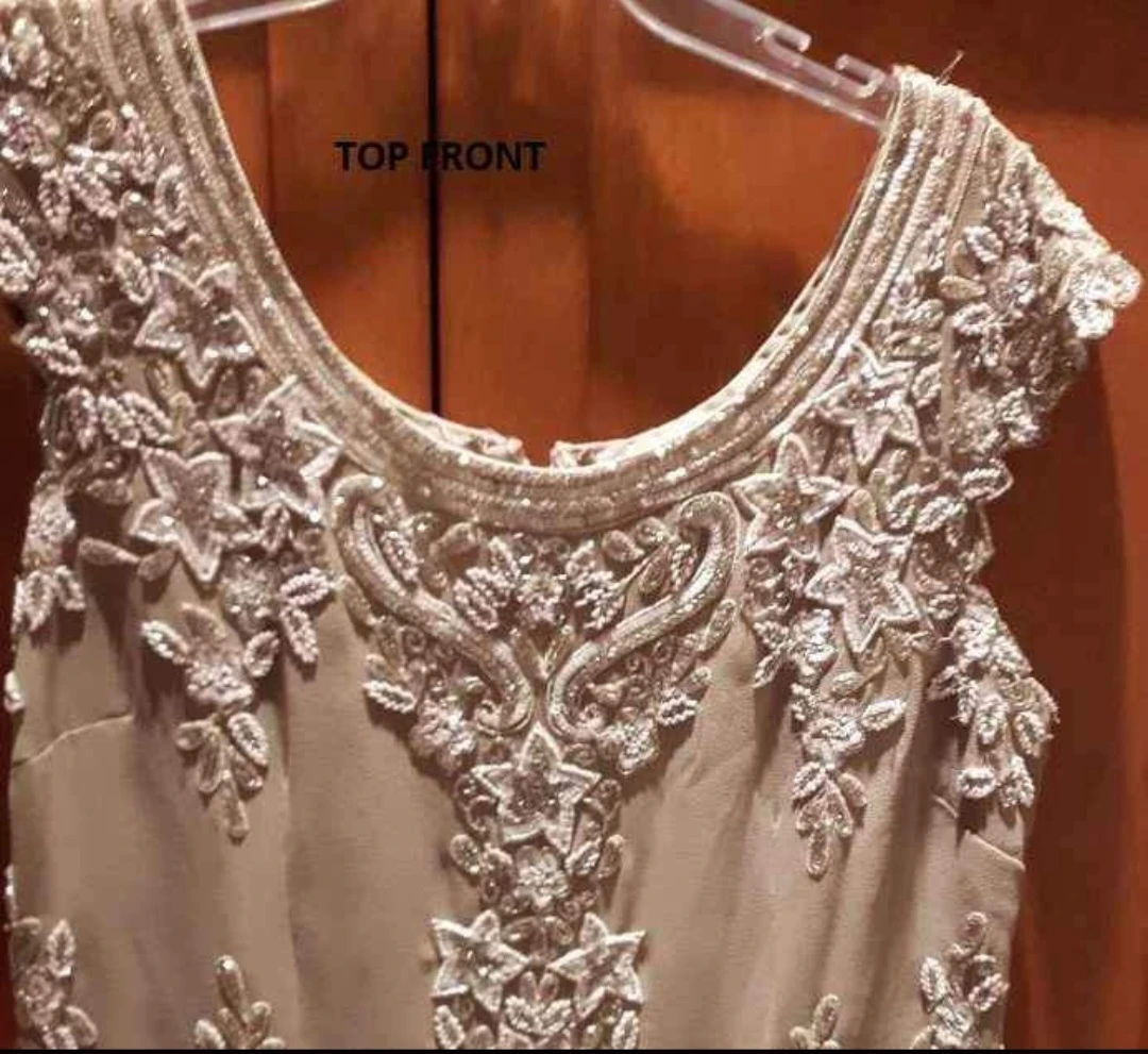 Elegant beige beaded gown