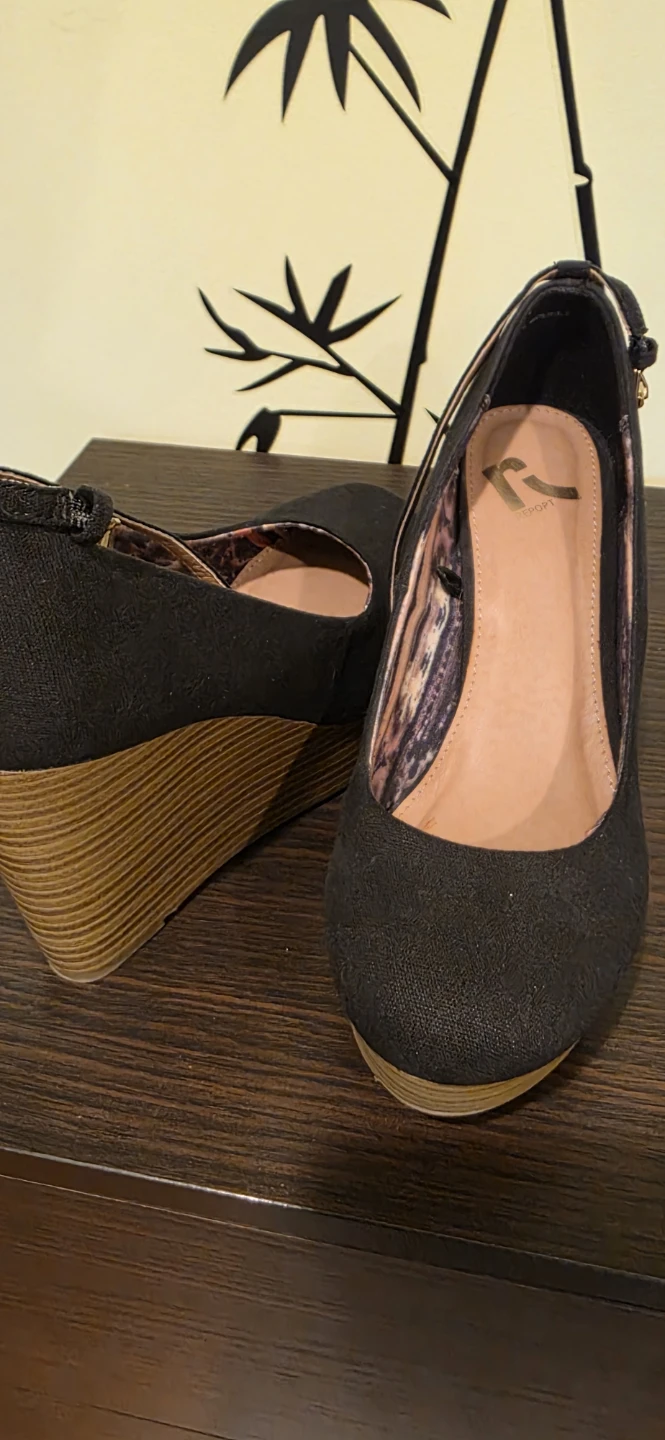 Report Black Wedge Heels