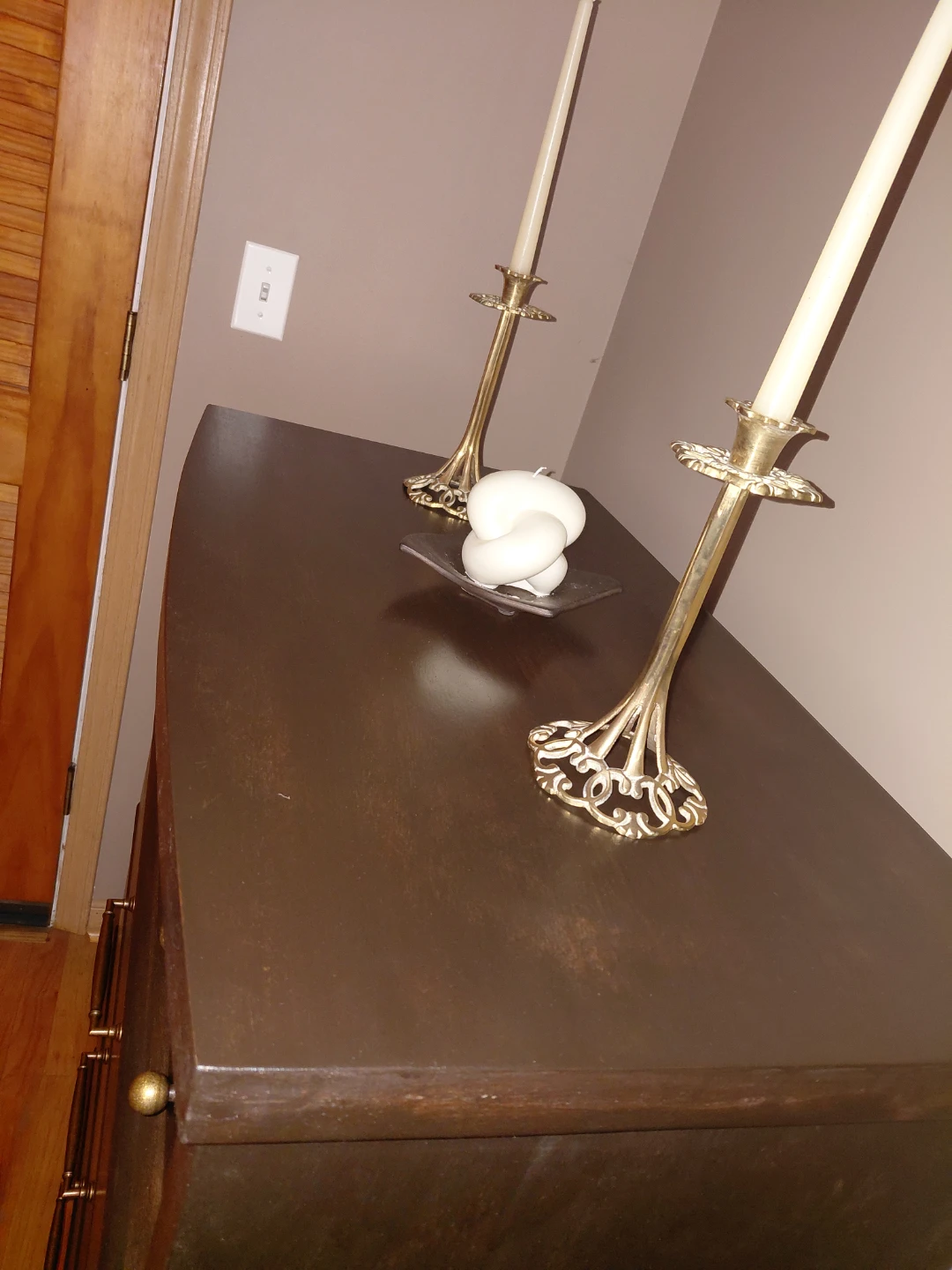Dark Wood Dresser with Brass Hardware - photo 4