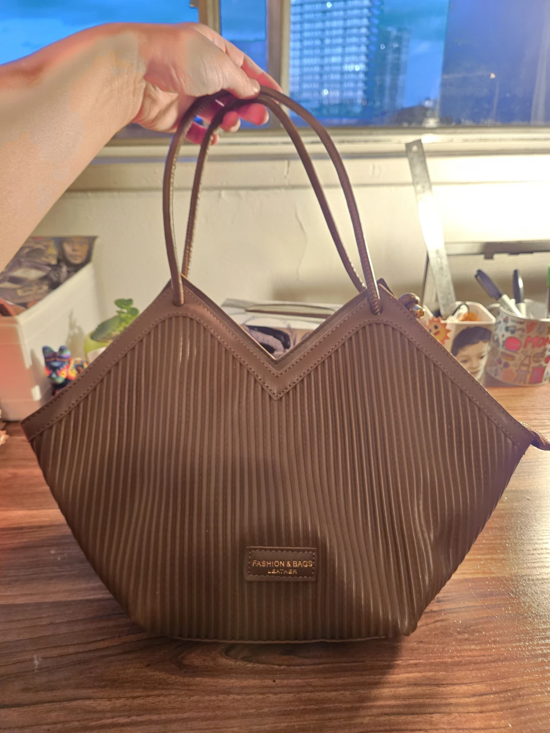 Brown Pleated Fashion & Bags Handbag - photo 4