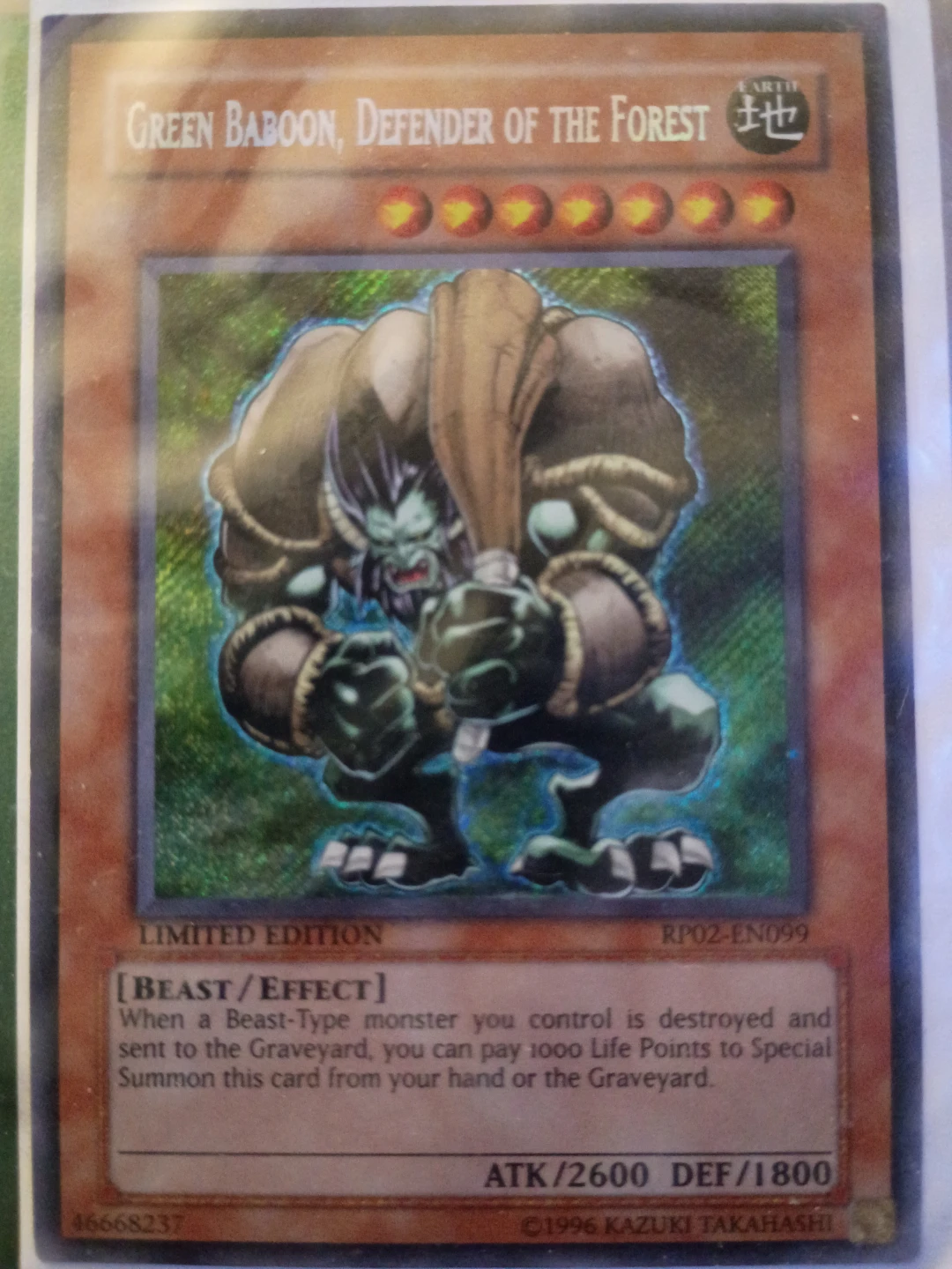 Green Baboon, Defender of the Forest Yu-Gi-Oh! Card⚽