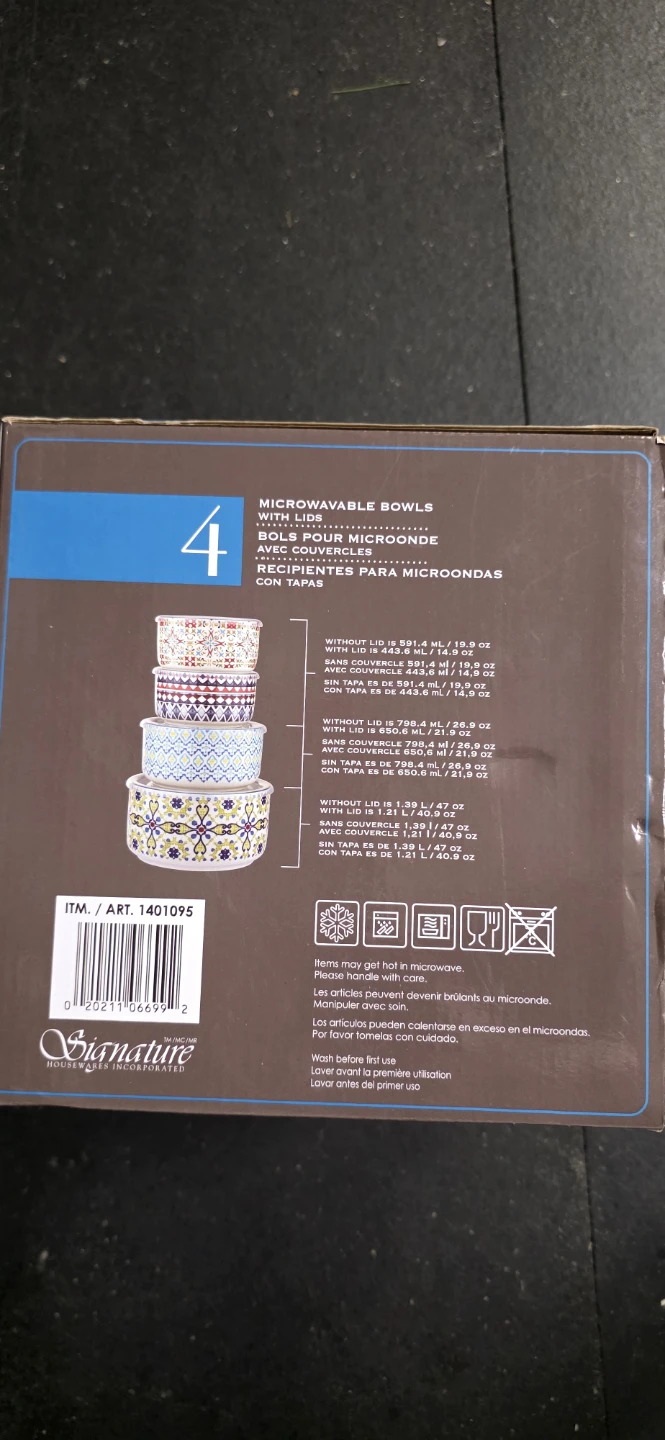 Signature Housewares 4 Microwavable Bowls with Lids - photo 2
