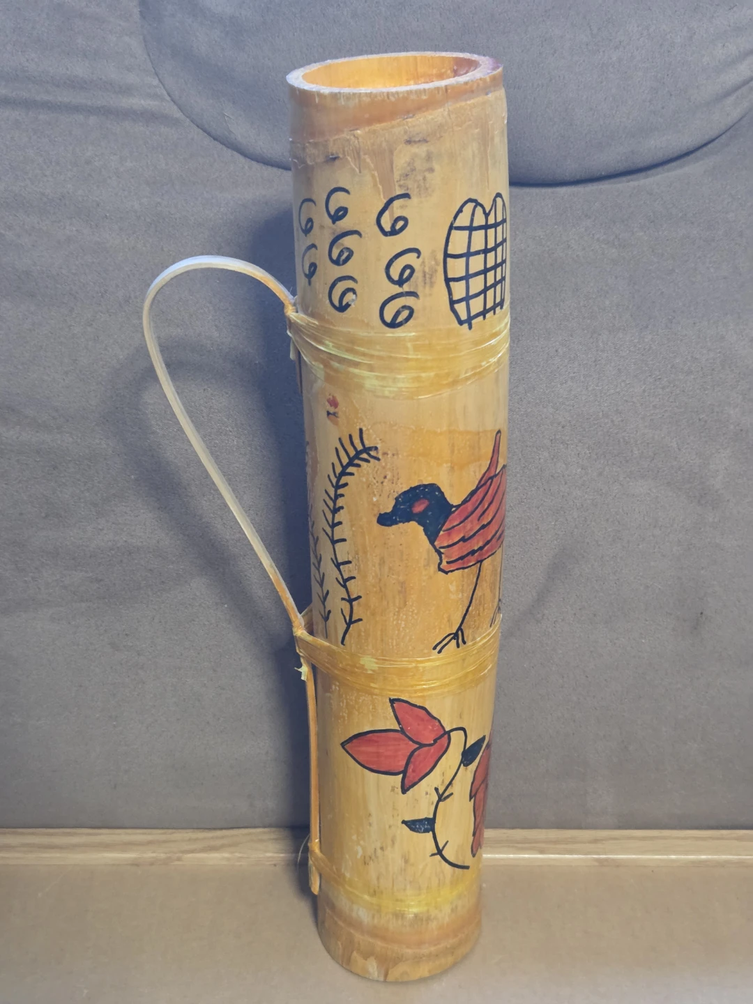 Hand-Painted Filipino Bamboo Coin Bank (Alkansya) Vintage Decor - photo 4