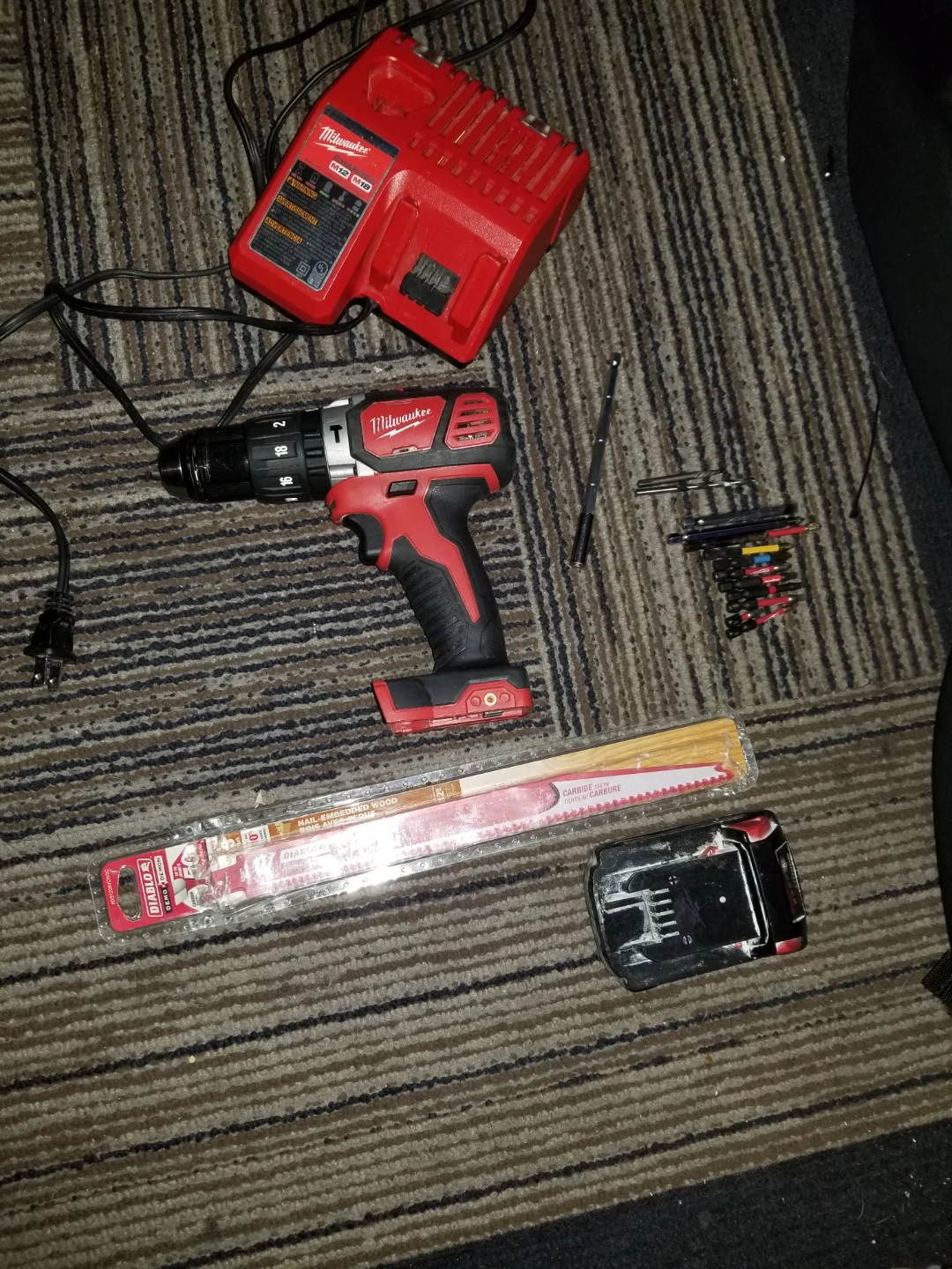 Milwaukee Cordless Drill Set with Charger and Blades - photo 3