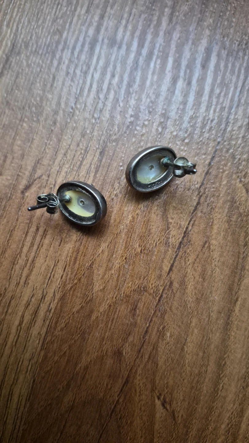 ⚽️Sterling Silver Mother of Pearl & Marcasite Earrings - photo 3