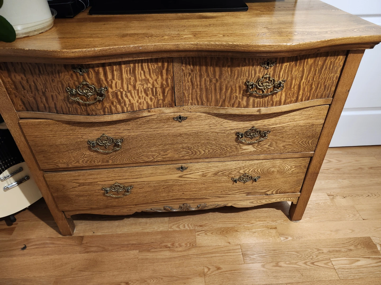 Vintage Oak Dresser with Ornate Hardware,all original - photo 2