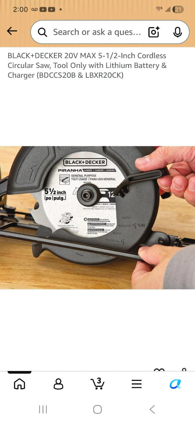 BLACK+DECKER 20V MAX 5-1/2-Inch Cordless Circular Saw - photo 3