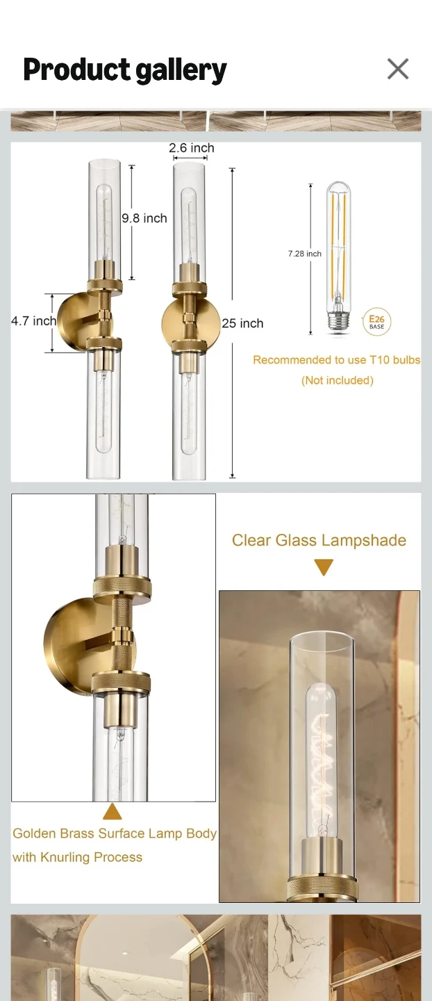 Brass and Glass Double Sconce Wall Light - photo 2