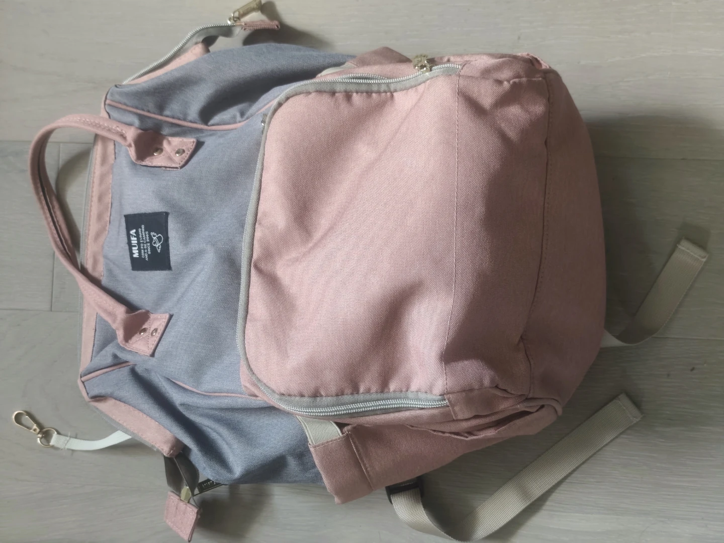 MUIFA Pink & Grey Diaper Backpack