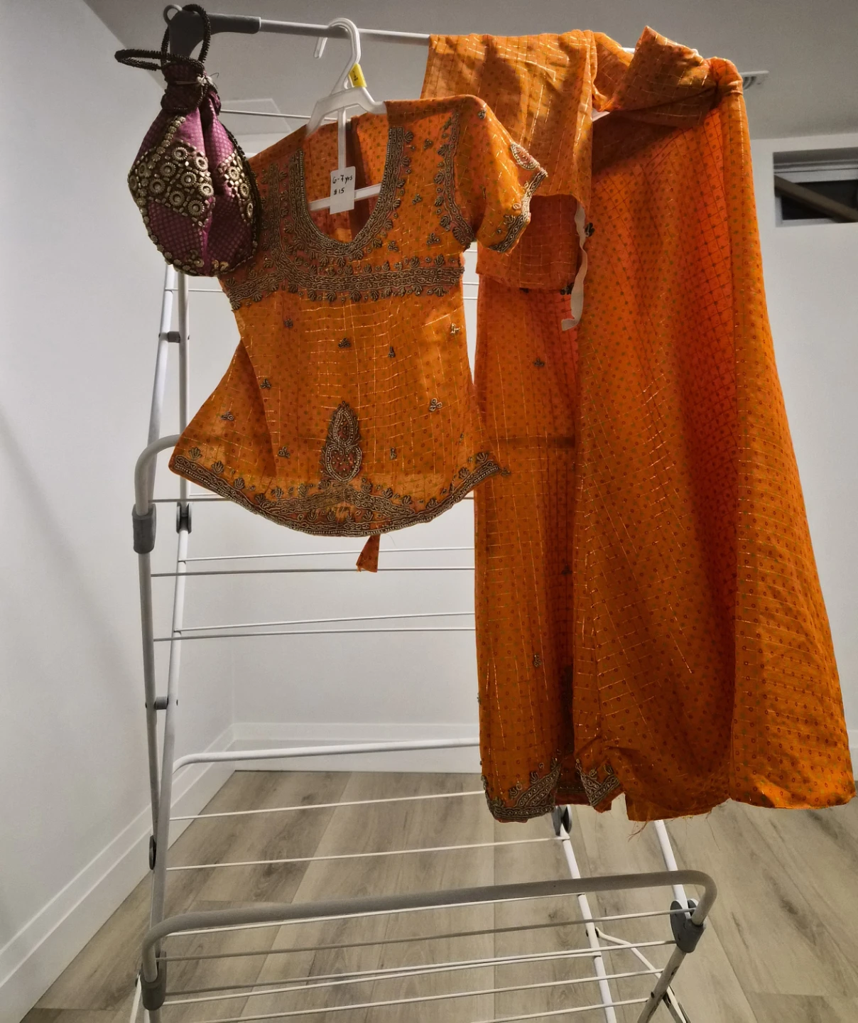 Indian Salwar Kameez Outfit with Dupatta and Bag