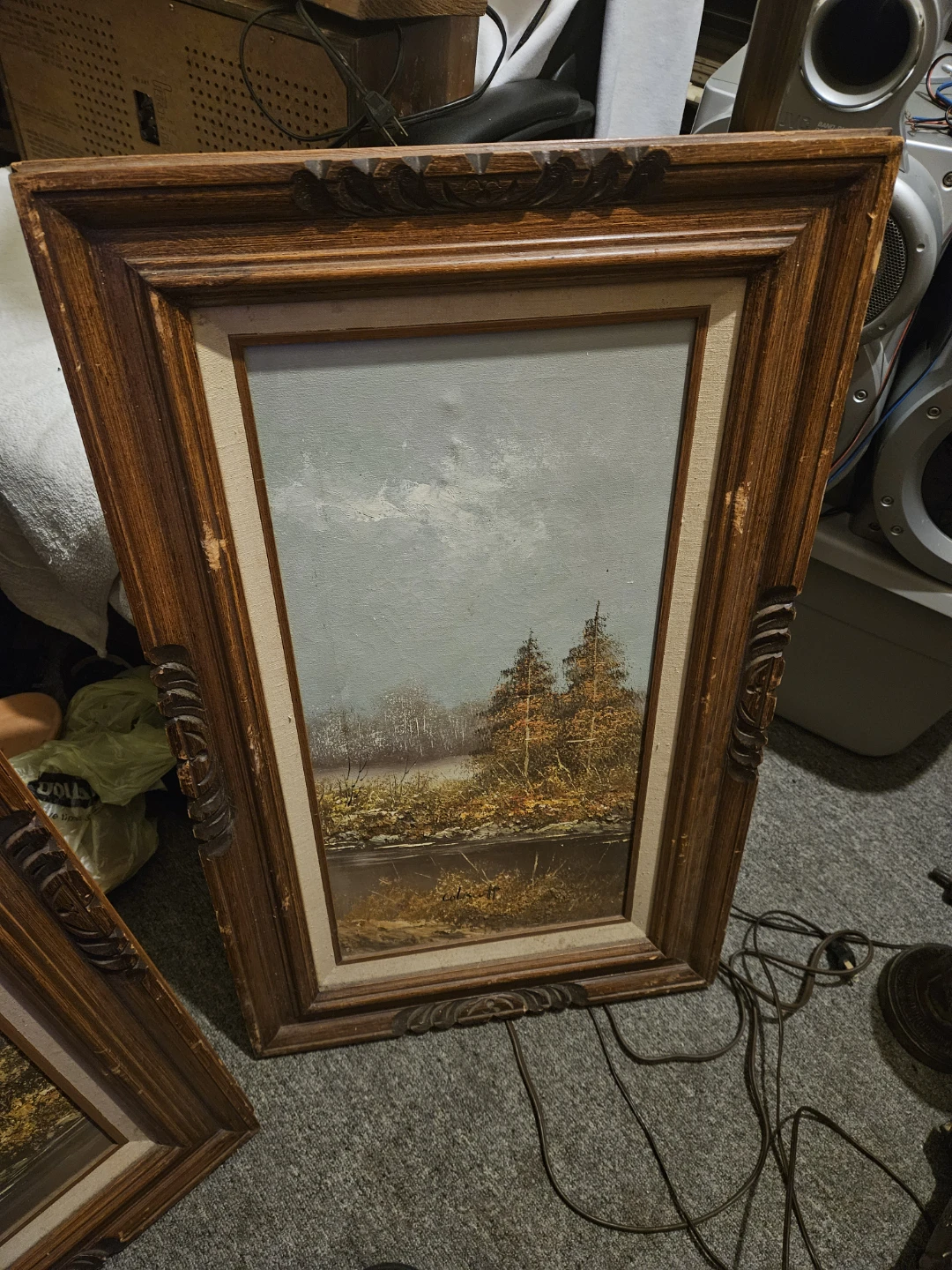 Vintage Landscape Oil Painting in Ornate Wood Frame - photo 2