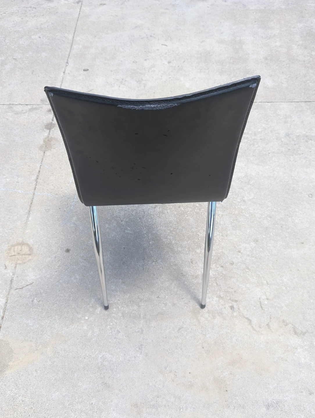 Black faux leather chair with chrome legs - photo 2