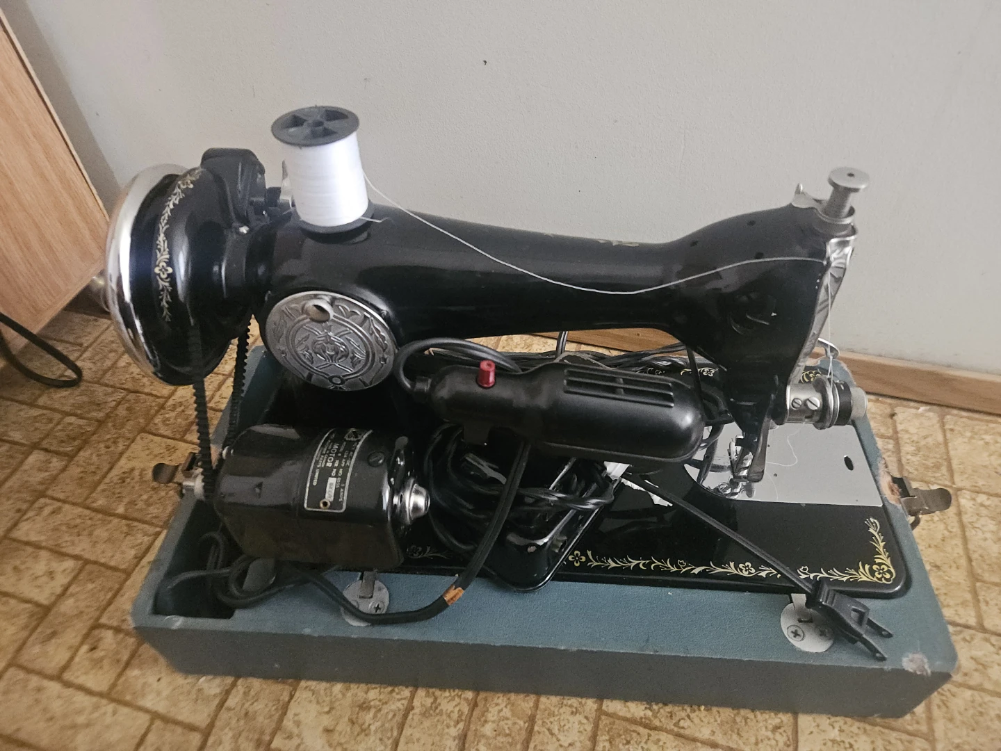 Vintage Black Electric Sewing Machine