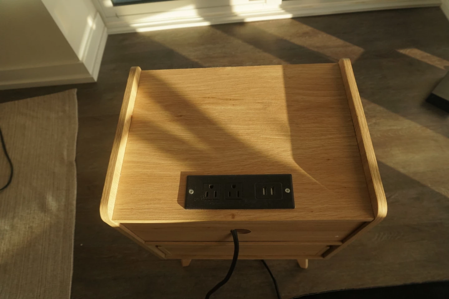 Wooden Bedside Table with Built-in Outlet - photo 5