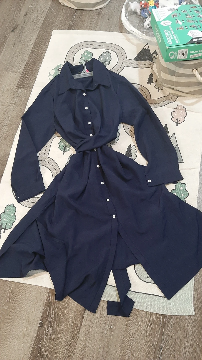 SHEIN CURVE Navy Blue Button-Up Dress 0XL