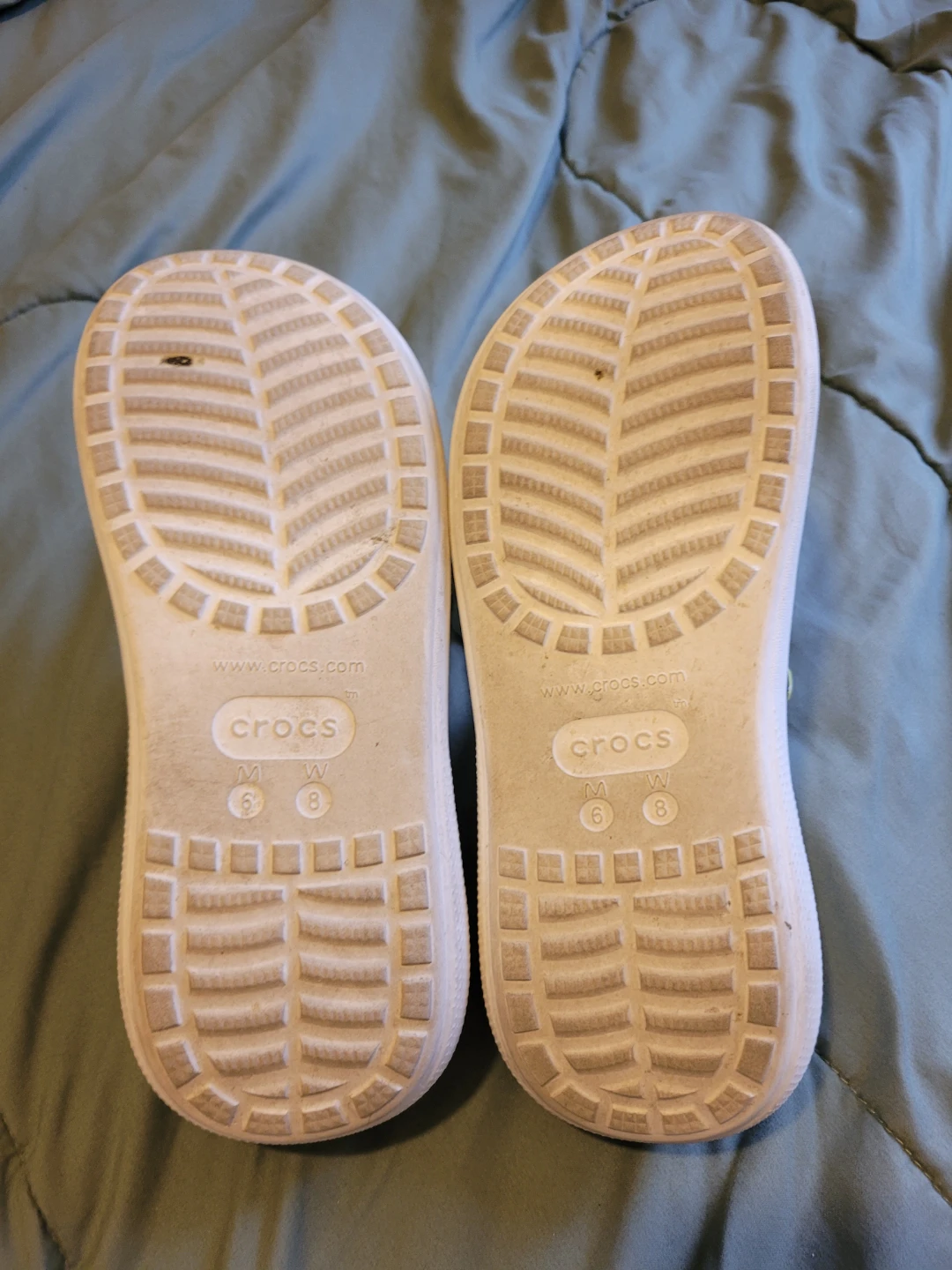 Platform White Crocs Sandals with Charms - Size 8 - photo 4