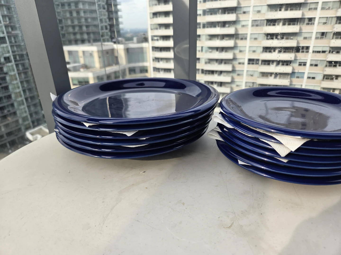 Set of 10 Blue Dinner Plates