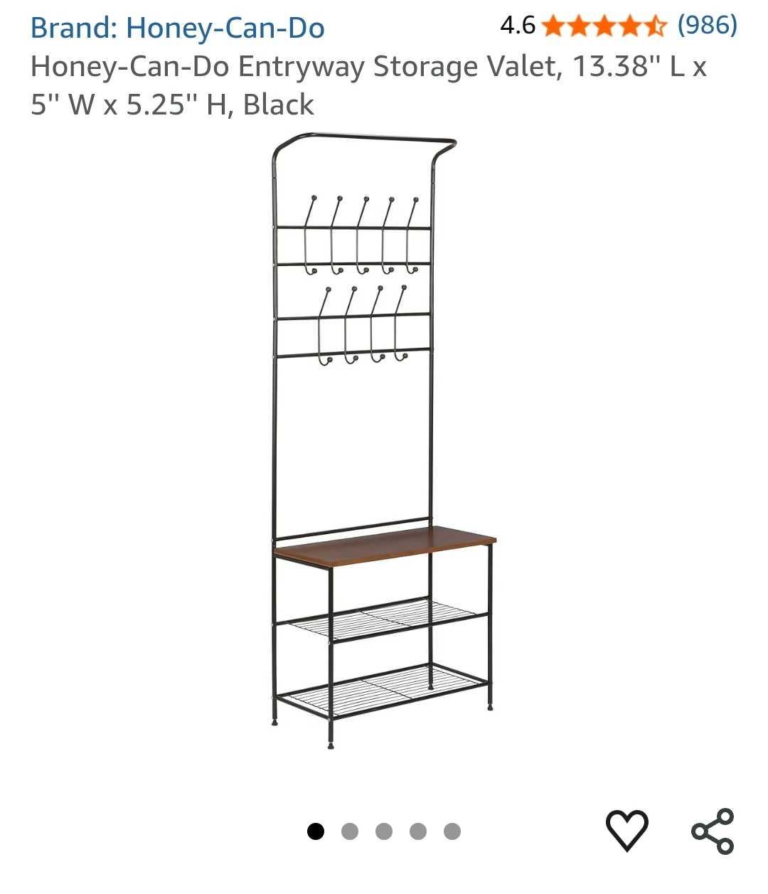 Honey-Can-Do Hall Tree / Coat Rack with Bench and Shoe Rack - photo 3