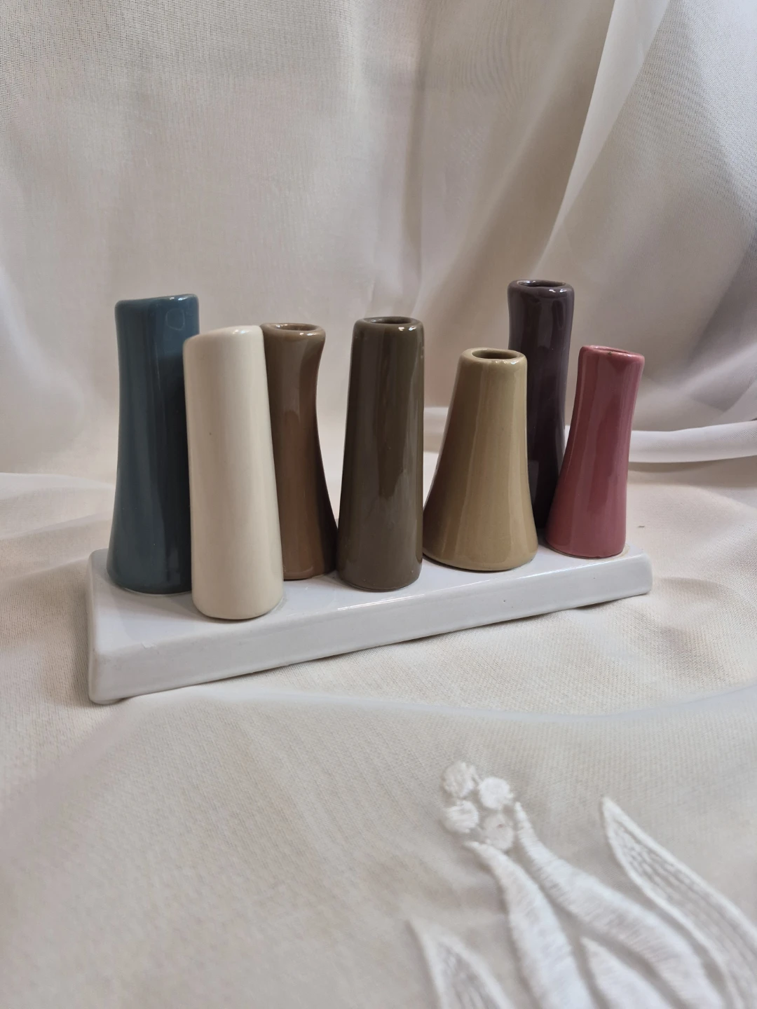 Chive Pooley Multi-Color Ceramic Flower Vase w 8 Bud Vase Decor - photo 3