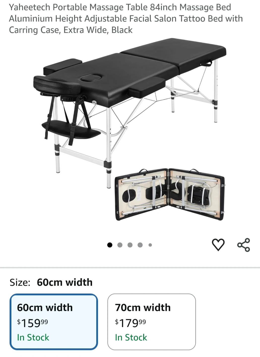 Portable Massage Table with Carrying Case - Black