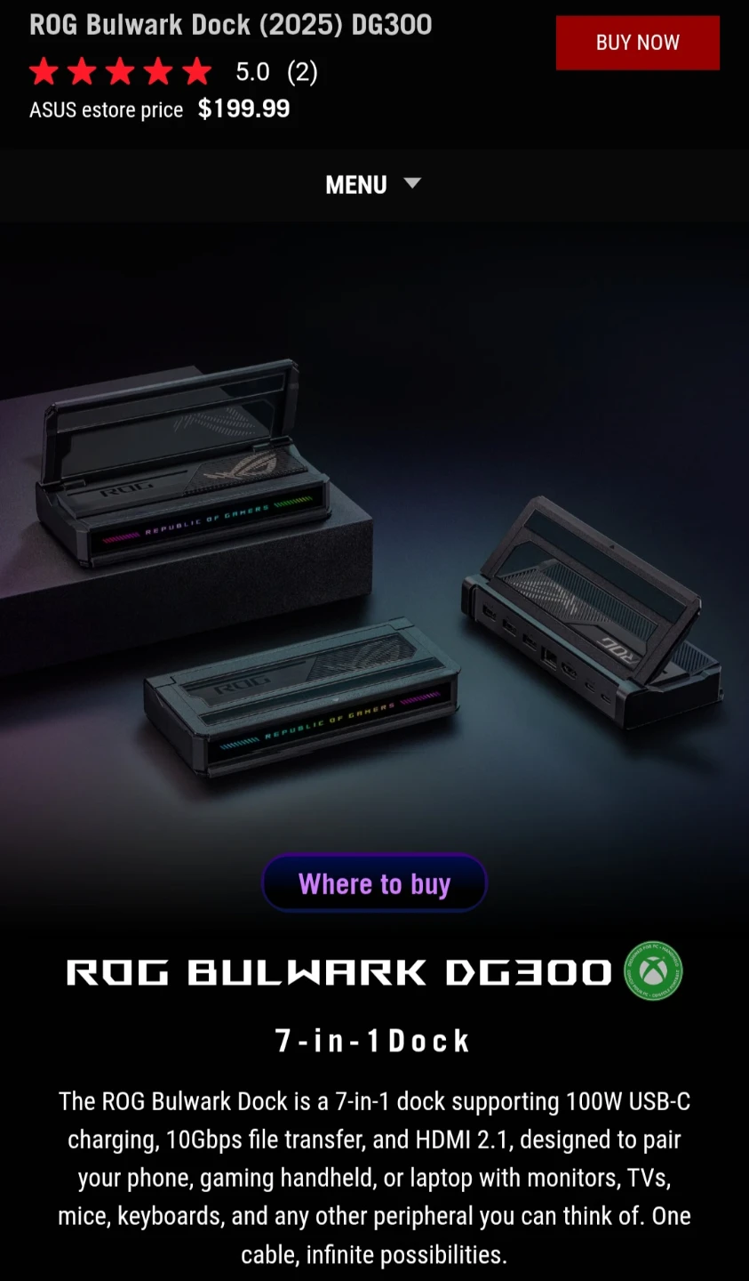ROG Bulwark Dock (2025) DG300 7-in-1 Dock