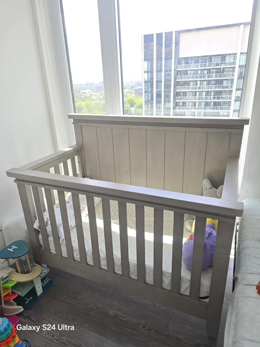 Sanibel 4 in 1 Convertible Grey Wooden Crib with Mattress
