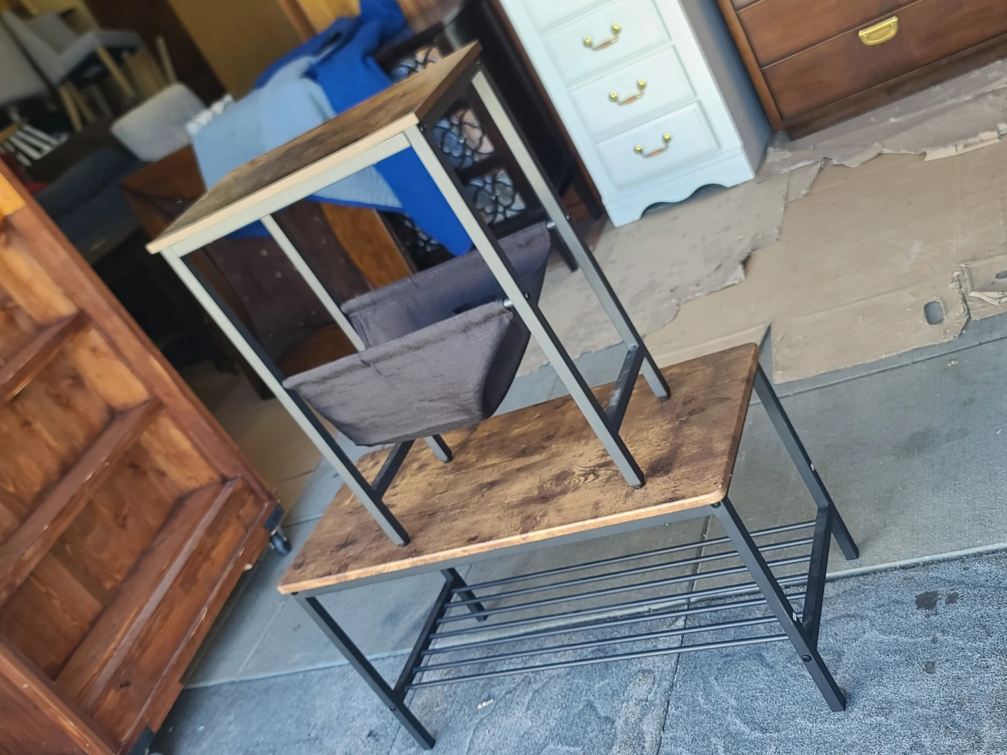 Industrial Style End Table with Magazine Rack - photo 3