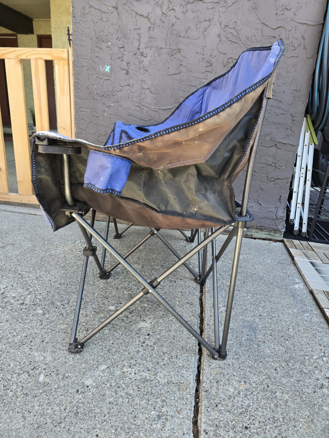 Blue, foldable double camping with cup holder - photo 5