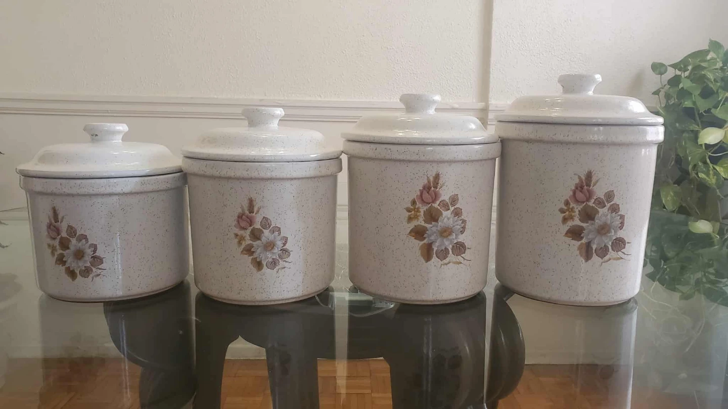 Vintage Ceramic Kitchen Canister Set Floral Design