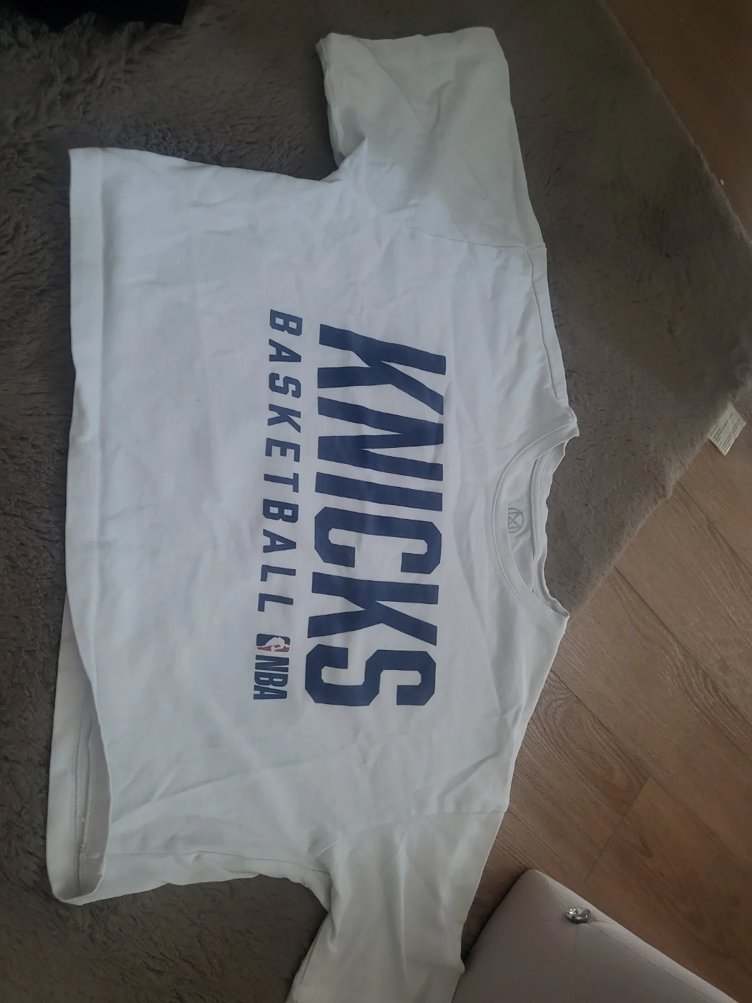White Knicks Basketball crop top