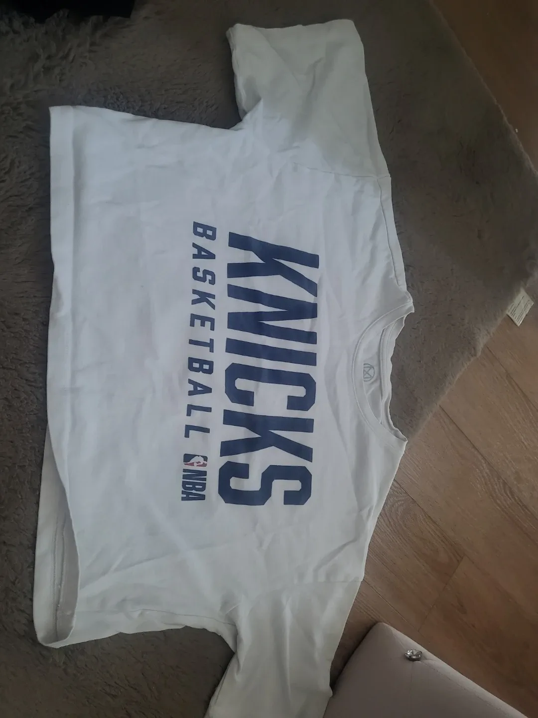 White Knicks Basketball crop top