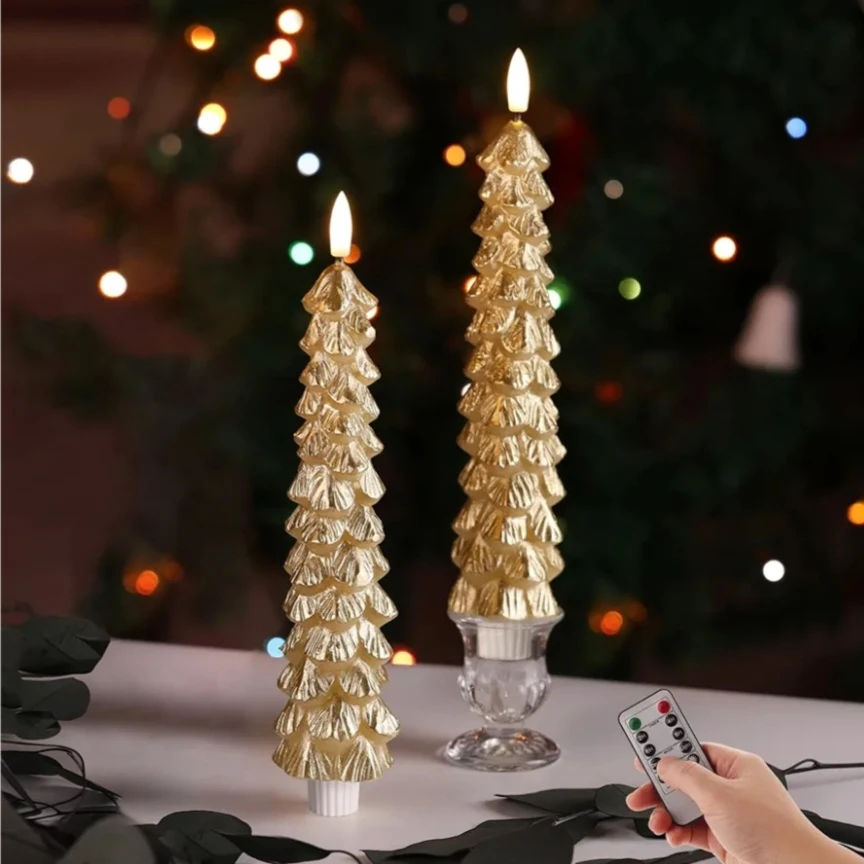 DN DECONATION Flameless LED Christmas Tree Candles - Gold - photo 2