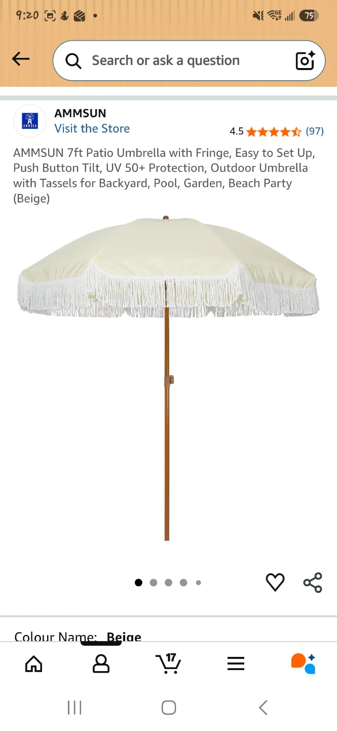 7ft Patio Umbrella - Beige - photo 3
