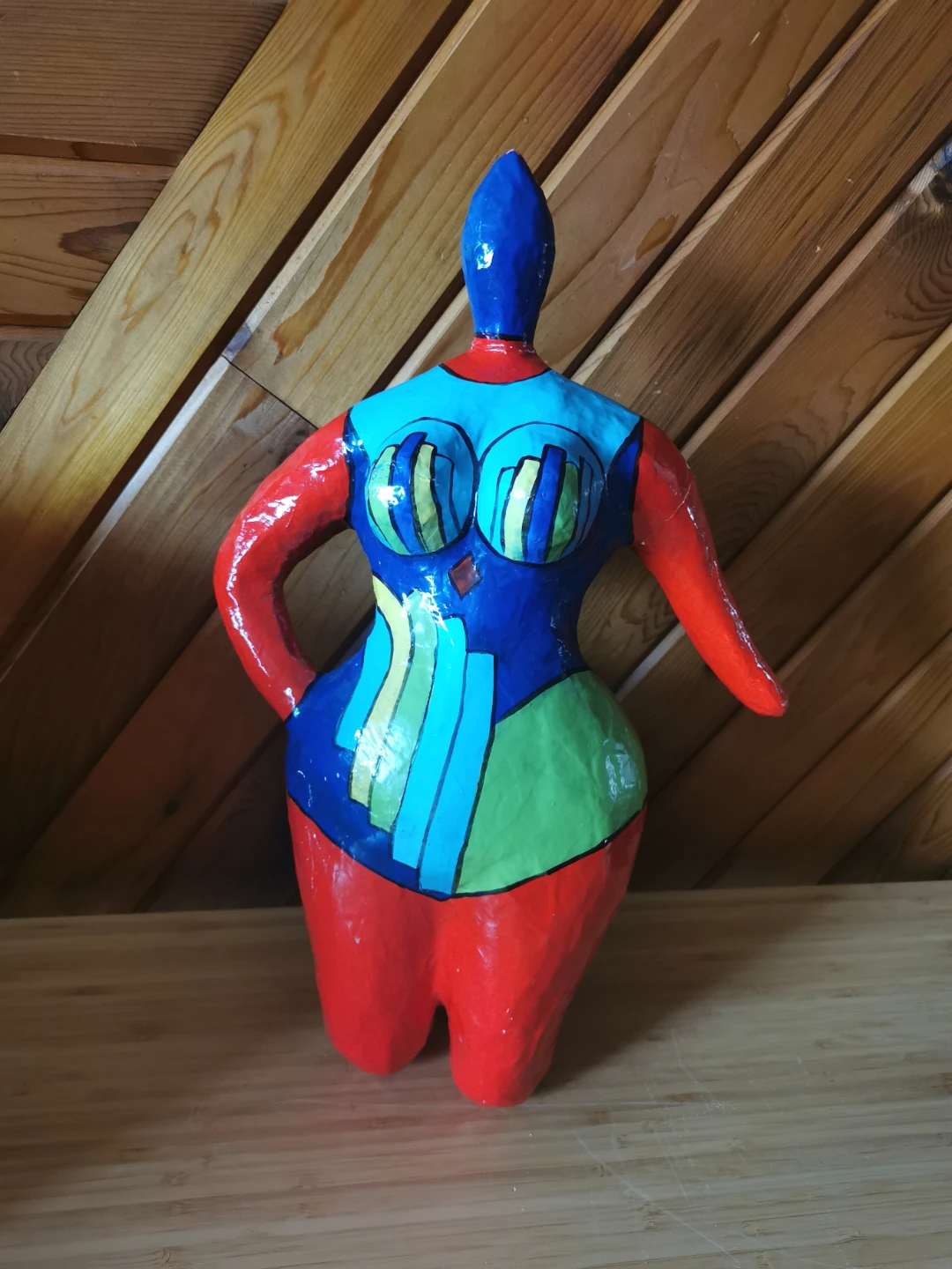 Vintage Hand-Painted Papier-Mâché Female Torso Sculpture