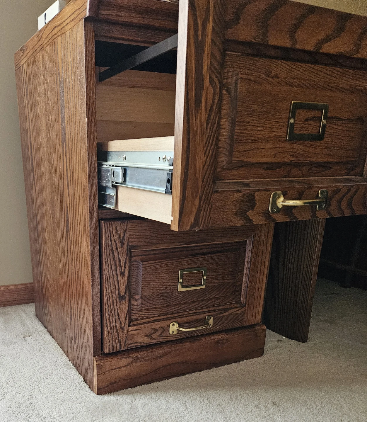 Wooden Desk with Filing Cabinet - photo 4