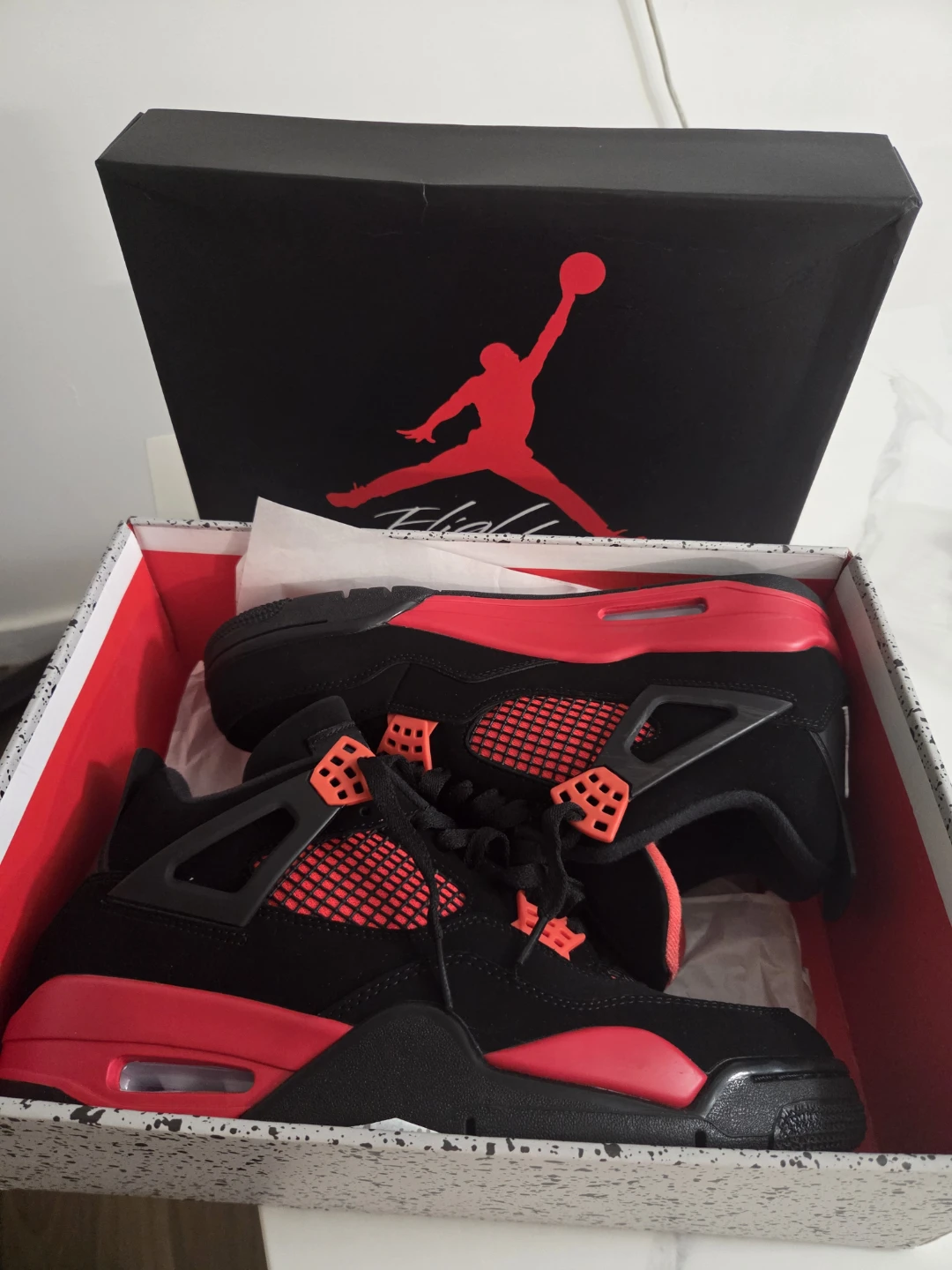 Air Jordan 4 Black Red Mens Shoes - photo 2