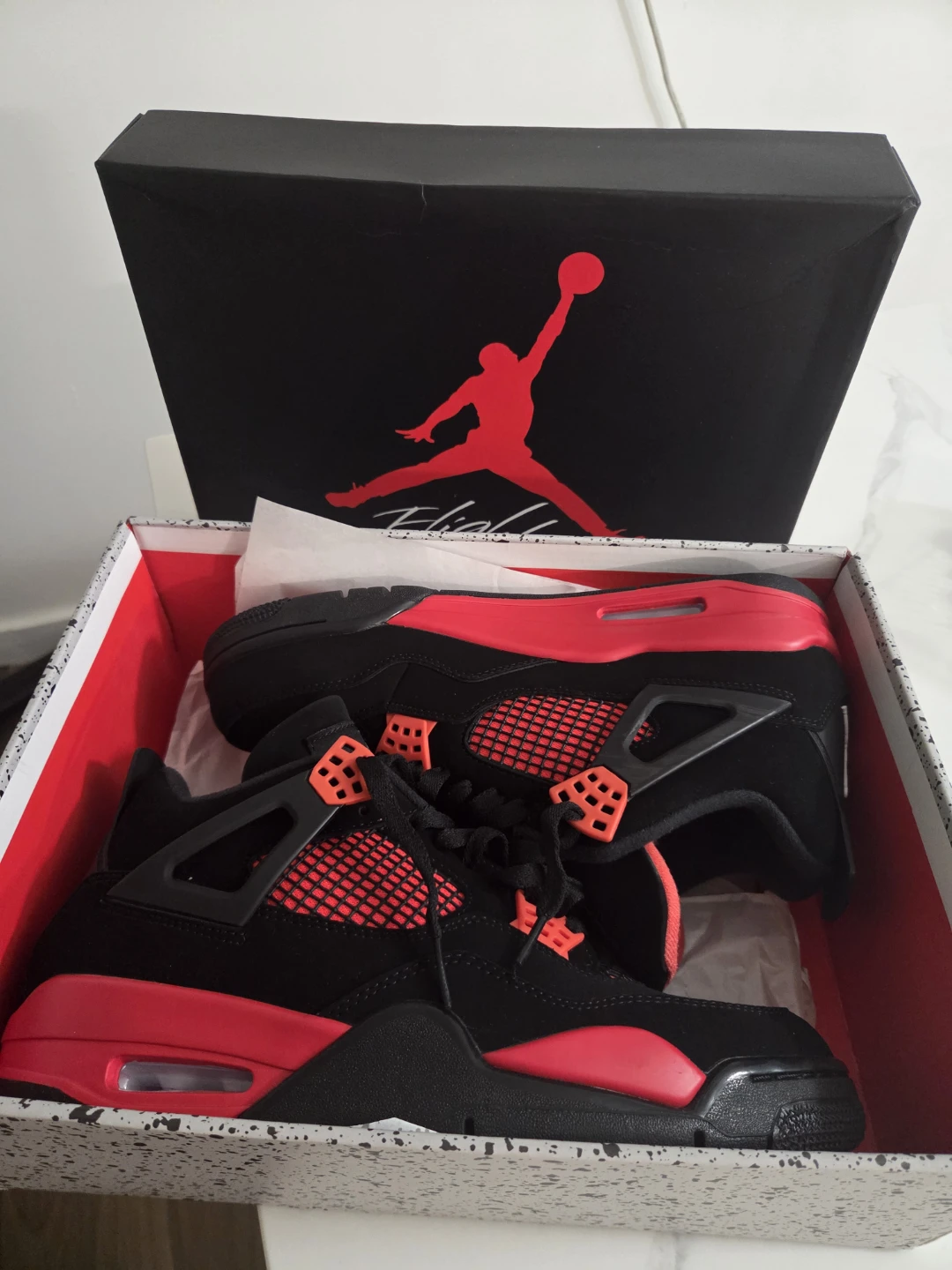 Air Jordan 4 Black Red Mens Shoes - photo 3