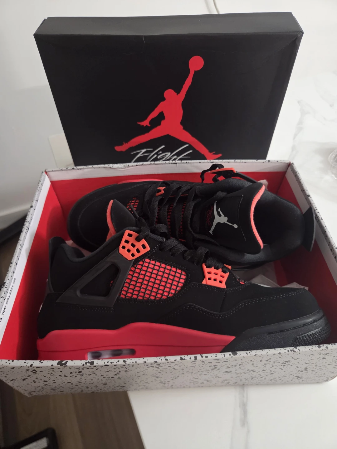 Air Jordan 4 Black Red Mens Shoes - photo 4