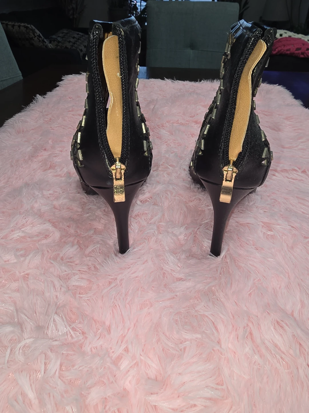 Black Studded Guess Peep-Toe Heels - photo 3