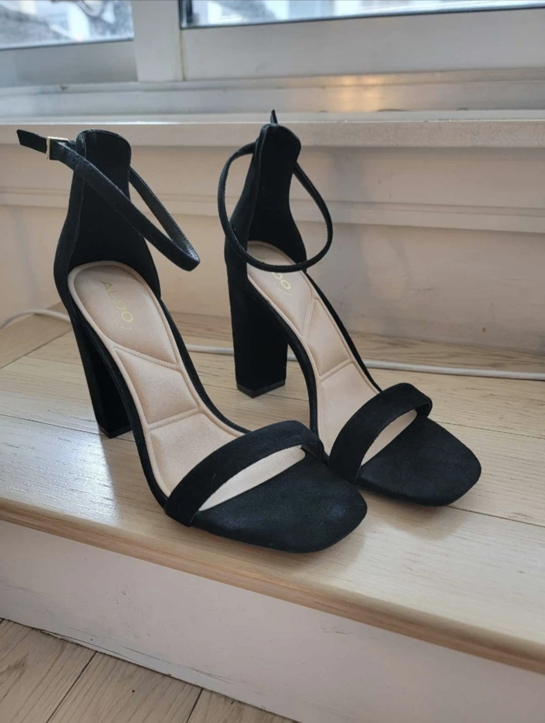 ALDO Black Suede Block Heels