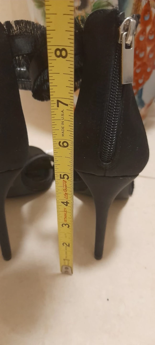 Black Heeled Sandals with Fringe - photo 2